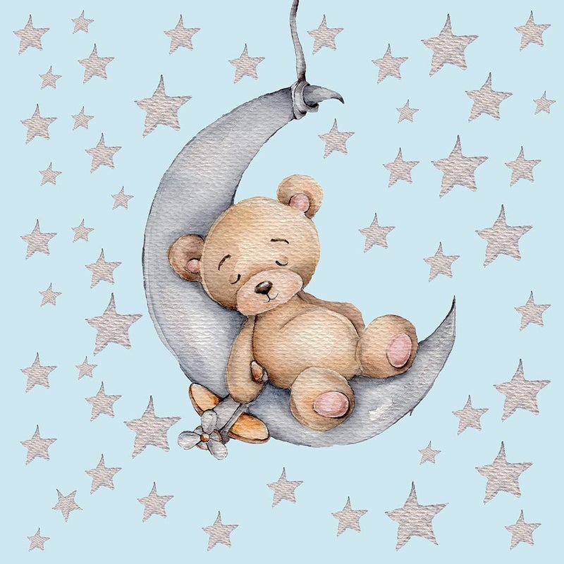 DEKOSH Teddy Bear Sleeping on The Moon Nursery Wall Decal with 90 Stars - Cute & Adorable Baby Nursery Decor - Image 5